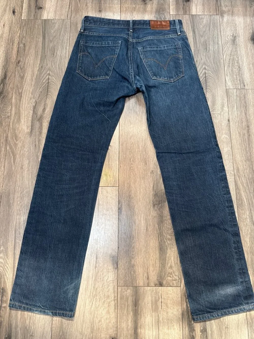 Levis Made & Crafted Mens Ruler Straight Jeans W29 Bovine Leather Patch Button F
